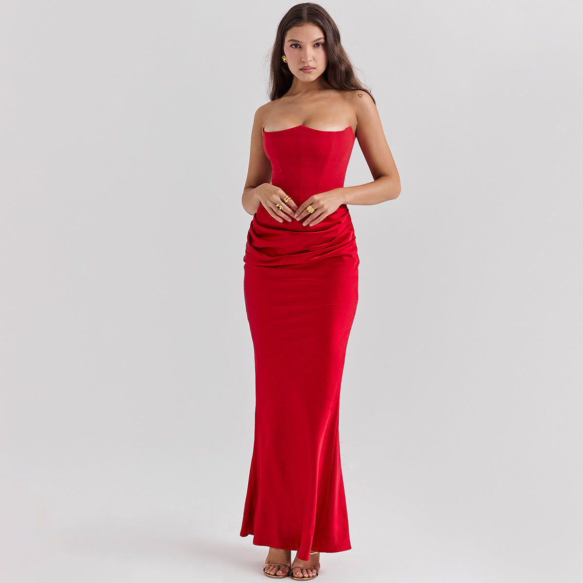 Robe Longue Bandeau Slim Dos Nu – Robe Sexy Fashion Femme pour Soirée, Party et Événement