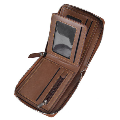 Portefeuille Homme Vintage Multi-Cartes – Zippé, Compact & Élégant