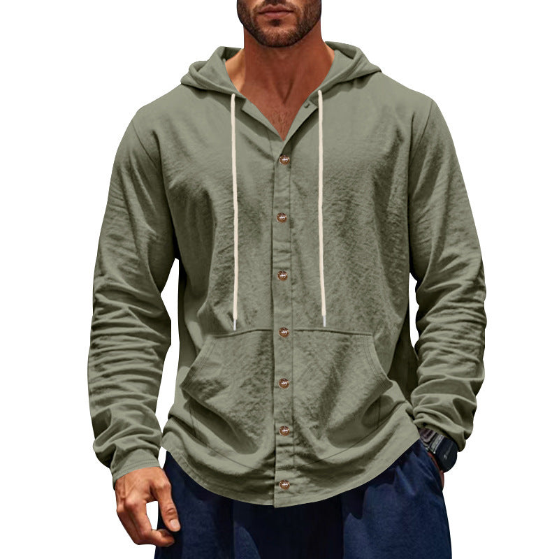Chemise Homme Décontractée en Lin – Manche Longue, Coupe Relaxed, Style Minimaliste