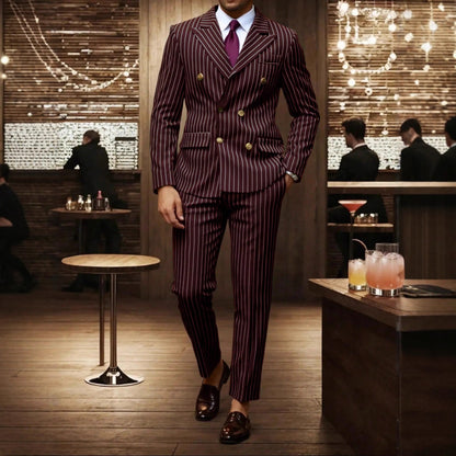 Ensemble Costume Homme Rayé – Style Business Élégant, Coupe Moderne