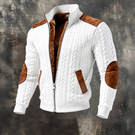 Veste Homme Rétro en Jacquard Tricoté – Style Texturé