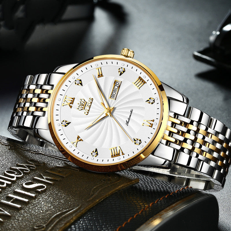 Montre Mécanique de Luxe – Élégance Business, Finition Diamants & Étanchéité