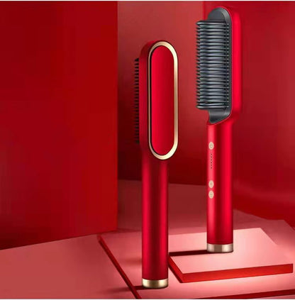 Brosse Lissante Électrique 2-en-1 – Lissage & Boucles à Ions Négatifs