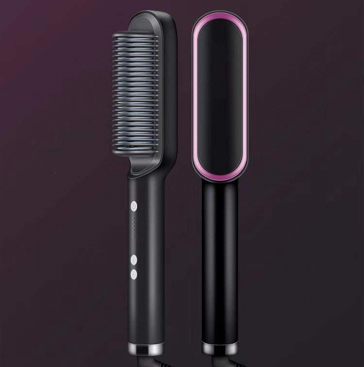 Brosse Lissante Électrique 2-en-1 – Lissage & Boucles à Ions Négatifs