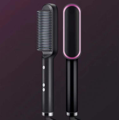 Brosse Lissante Électrique 2-en-1 – Lissage & Boucles à Ions Négatifs