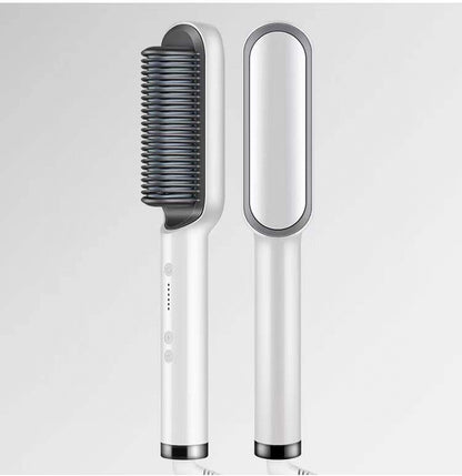 Brosse Lissante Électrique 2-en-1 – Lissage & Boucles à Ions Négatifs