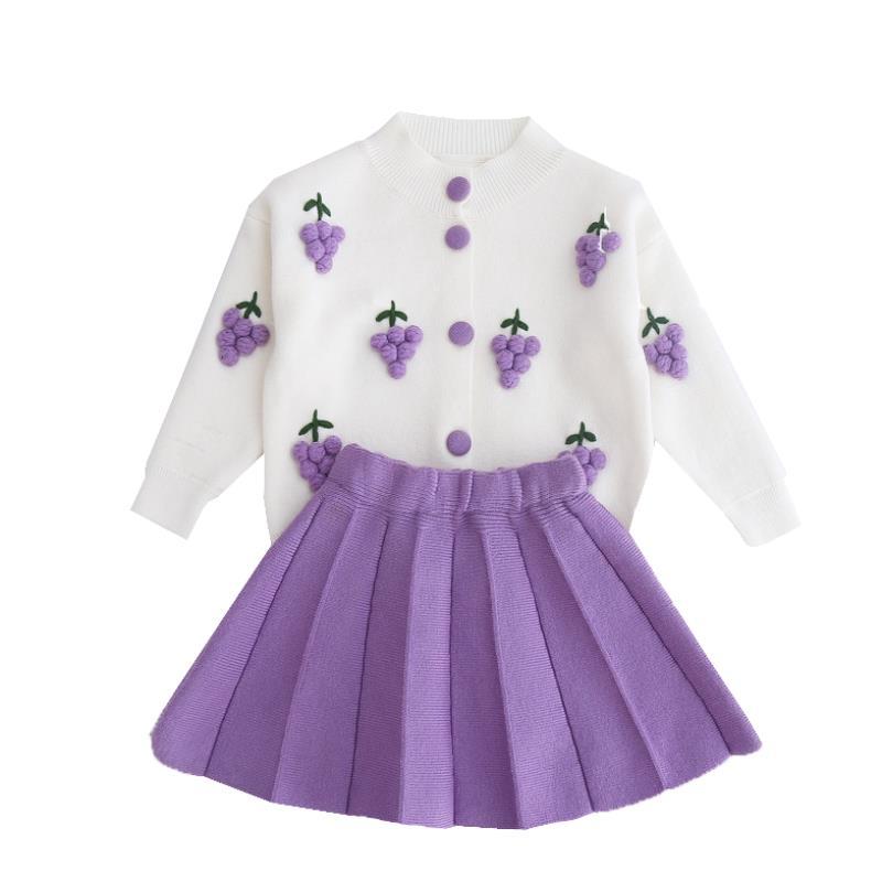 Ensemble Fille Automne 2 Pièces – Pull Tricot & Jupe Plissée, Style Étranger Tendance