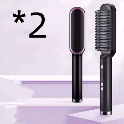 Brosse Lissante Électrique 2-en-1 – Lissage & Boucles à Ions Négatifs