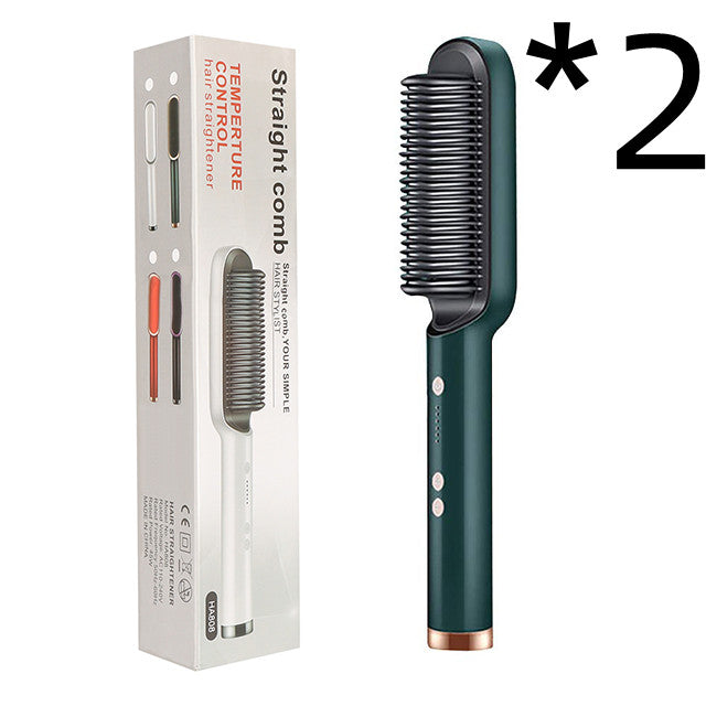 Brosse Lissante Électrique 2-en-1 – Lissage & Boucles à Ions Négatifs