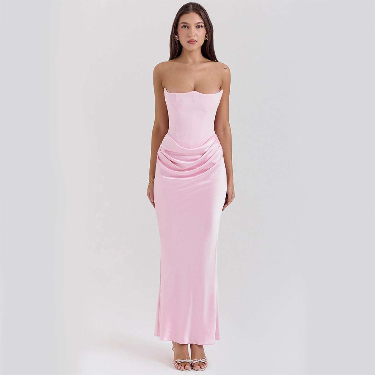 Robe Longue Bandeau Slim Dos Nu – Robe Sexy Fashion Femme pour Soirée, Party et Événement
