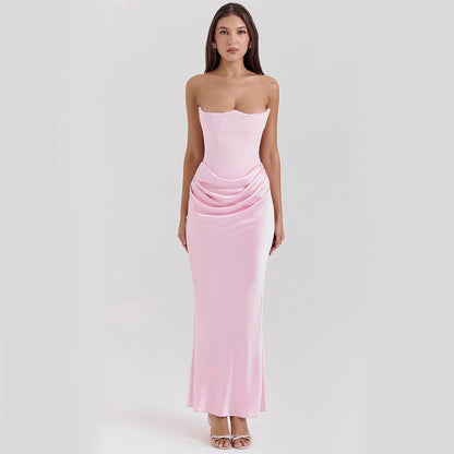 Robe Longue Bandeau Slim Dos Nu – Robe Sexy Fashion Femme pour Soirée, Party et Événement