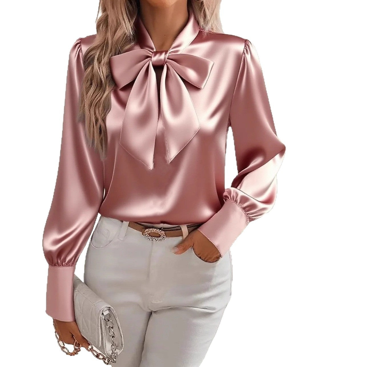 Blouse Femme Élégante à Nœud Papillon et Lacets