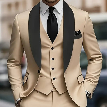 Ensemble Costume Homme Trois Pièces Slim Fit – Élégance Coréenne pour Bureau et Événements