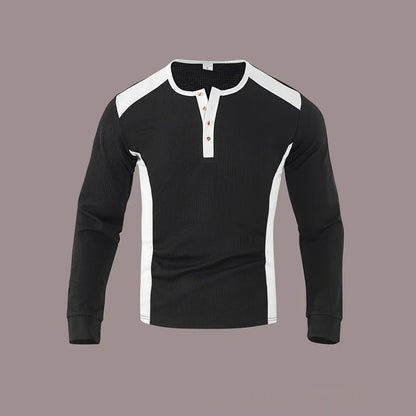 Sweatshirt Homme à Manches Longues – Design Patchwork Jacquard, Coupe Lâche