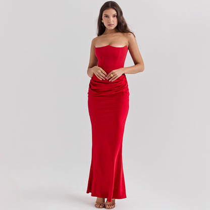 Robe Longue Bandeau Slim Dos Nu – Robe Sexy Fashion Femme pour Soirée, Party et Événement