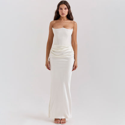 Robe Longue Bandeau Slim Dos Nu – Robe Sexy Fashion Femme pour Soirée, Party et Événement