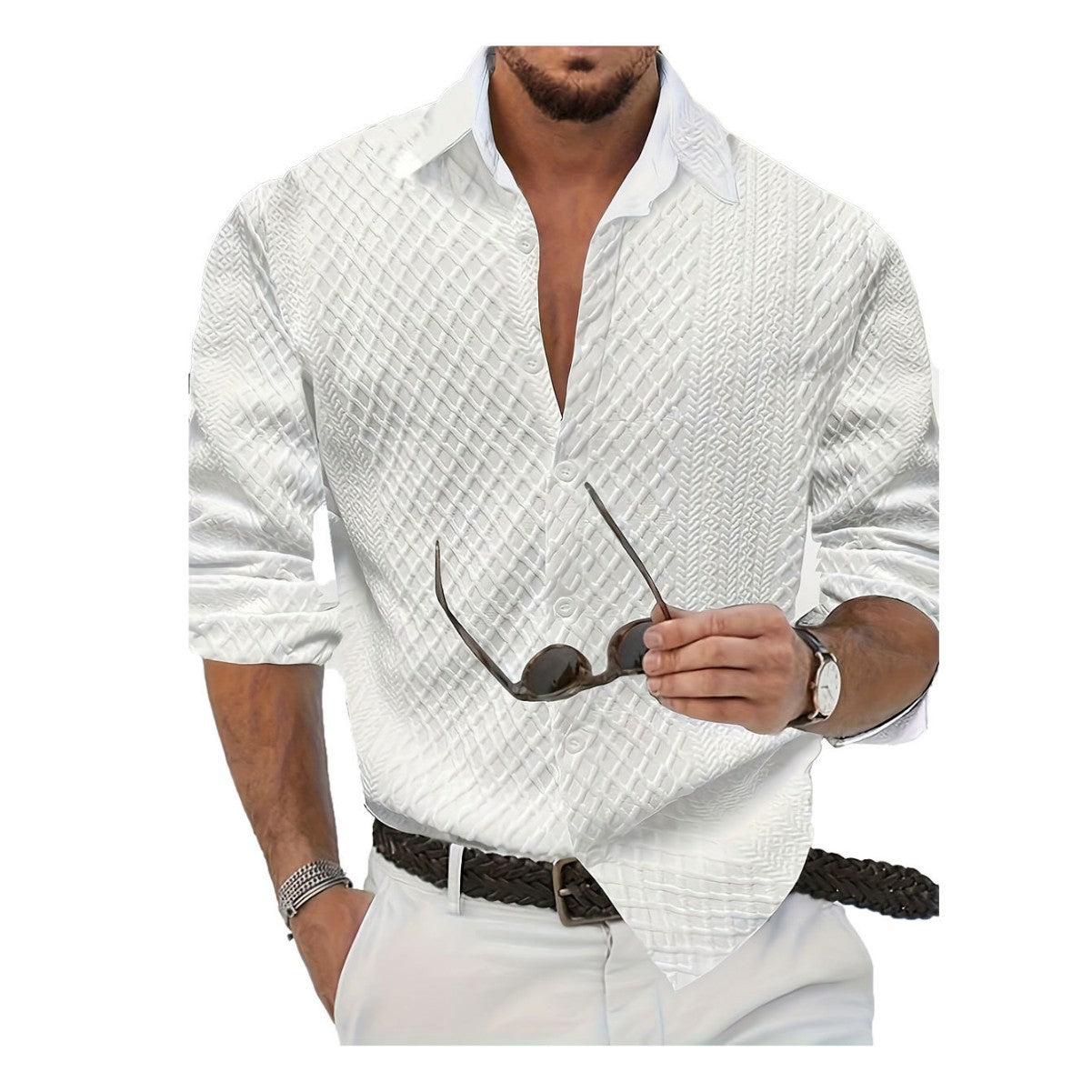 Chemise Homme Tendance – Col Classique, Style Moderne