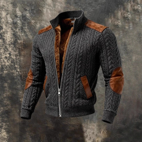 Veste Homme Rétro en Jacquard Tricoté – Style Texturé
