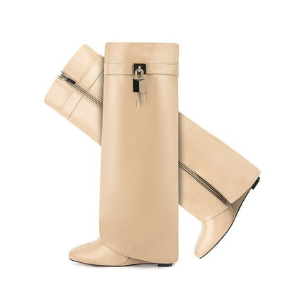 Bottes Femme à Talon Haut – Bout Ovale avec Fermeture Éclair Latérale
