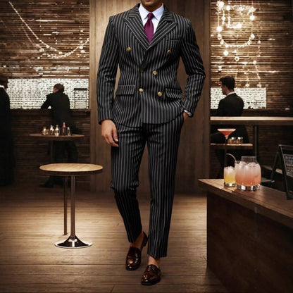 Ensemble Costume Homme Rayé – Style Business Élégant, Coupe Moderne