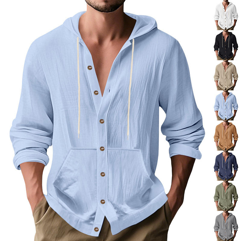 Chemise Homme Décontractée en Lin – Manche Longue, Coupe Relaxed, Style Minimaliste