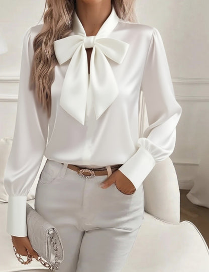 Blouse Femme Élégante à Nœud Papillon et Lacets