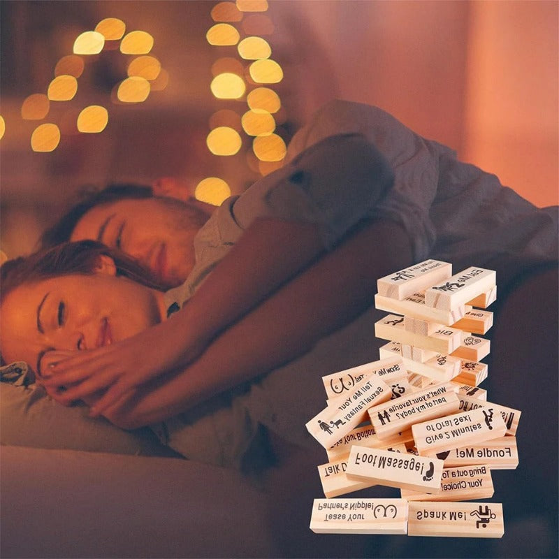 Jeu de Couple – Jenga Intime & Tour d’Empilement pour Soirées, Saint-Valentin et Jeux de Groupe