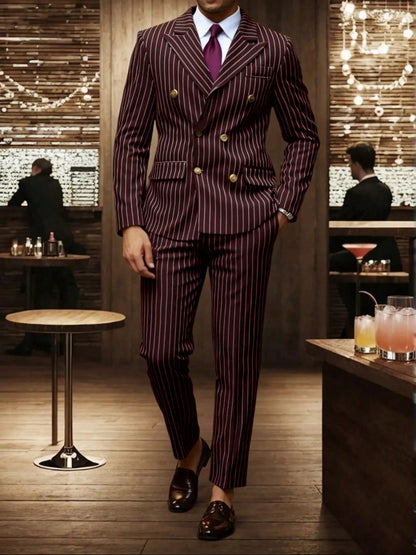 Ensemble Costume Homme Rayé – Style Business Élégant, Coupe Moderne