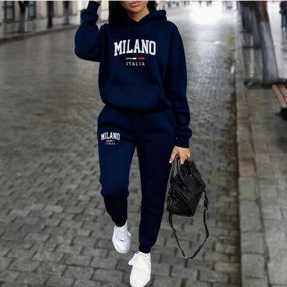 Ensemble Femme Sweatshirt et Pantalon Doublés en Polaire – Avec Imprimé