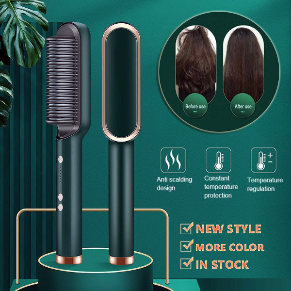 Brosse Lissante Électrique 2-en-1 – Lissage & Boucles à Ions Négatifs