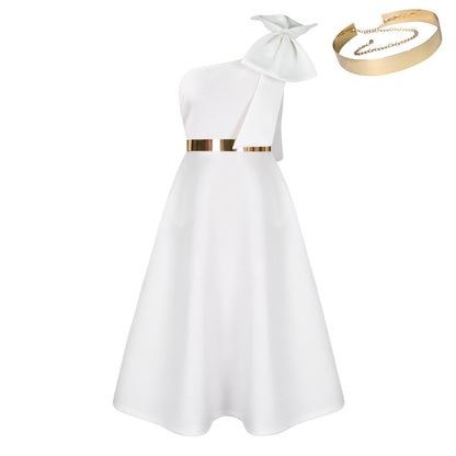 Robe Femme Nouveauté – Épaule Asymétrique avec Nœud.