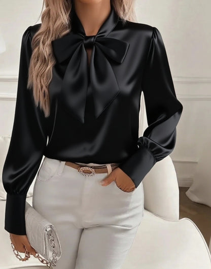 Blouse Femme Élégante à Nœud Papillon et Lacets