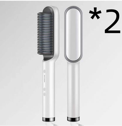 Brosse Lissante Électrique 2-en-1 – Lissage & Boucles à Ions Négatifs