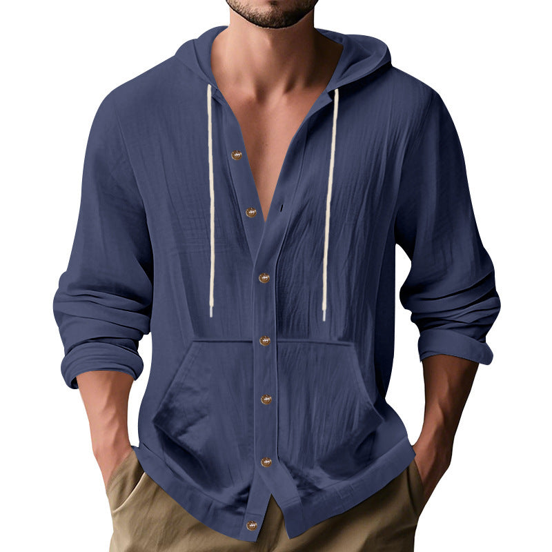 Chemise Homme Décontractée en Lin – Manche Longue, Coupe Relaxed, Style Minimaliste