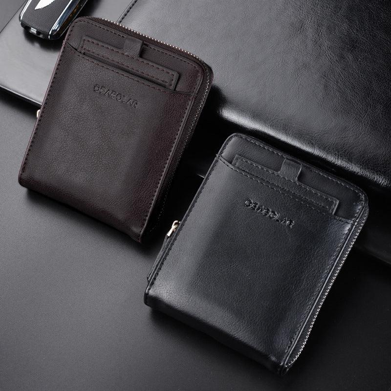 Portefeuille Homme Vintage Multi-Cartes – Zippé, Compact & Élégant