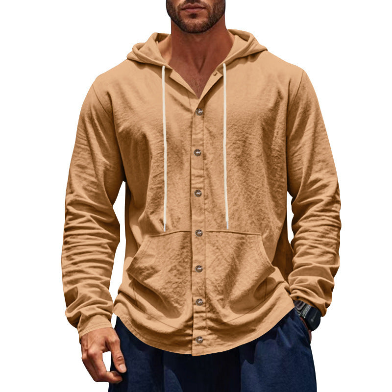 Chemise Homme Décontractée en Lin – Manche Longue, Coupe Relaxed, Style Minimaliste