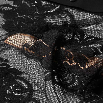 Chemise Homme Sexy en Dentelle Mesh – Manches Longues, Confort Respirant