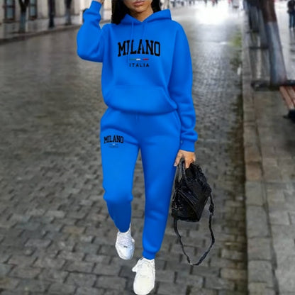 Ensemble Femme Sweatshirt et Pantalon Doublés en Polaire – Avec Imprimé