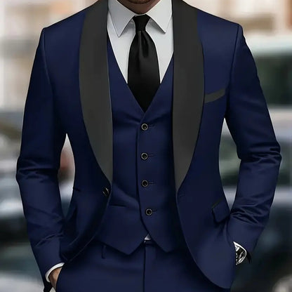 Ensemble Costume Homme Trois Pièces Slim Fit – Élégance Coréenne pour Bureau et Événements
