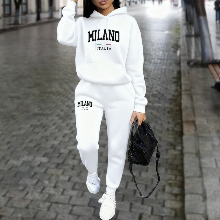 Ensemble Femme Sweatshirt et Pantalon Doublés en Polaire – Avec Imprimé