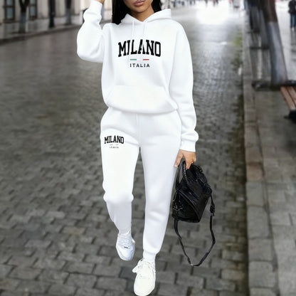 Ensemble Femme Sweatshirt et Pantalon Doublés en Polaire – Avec Imprimé