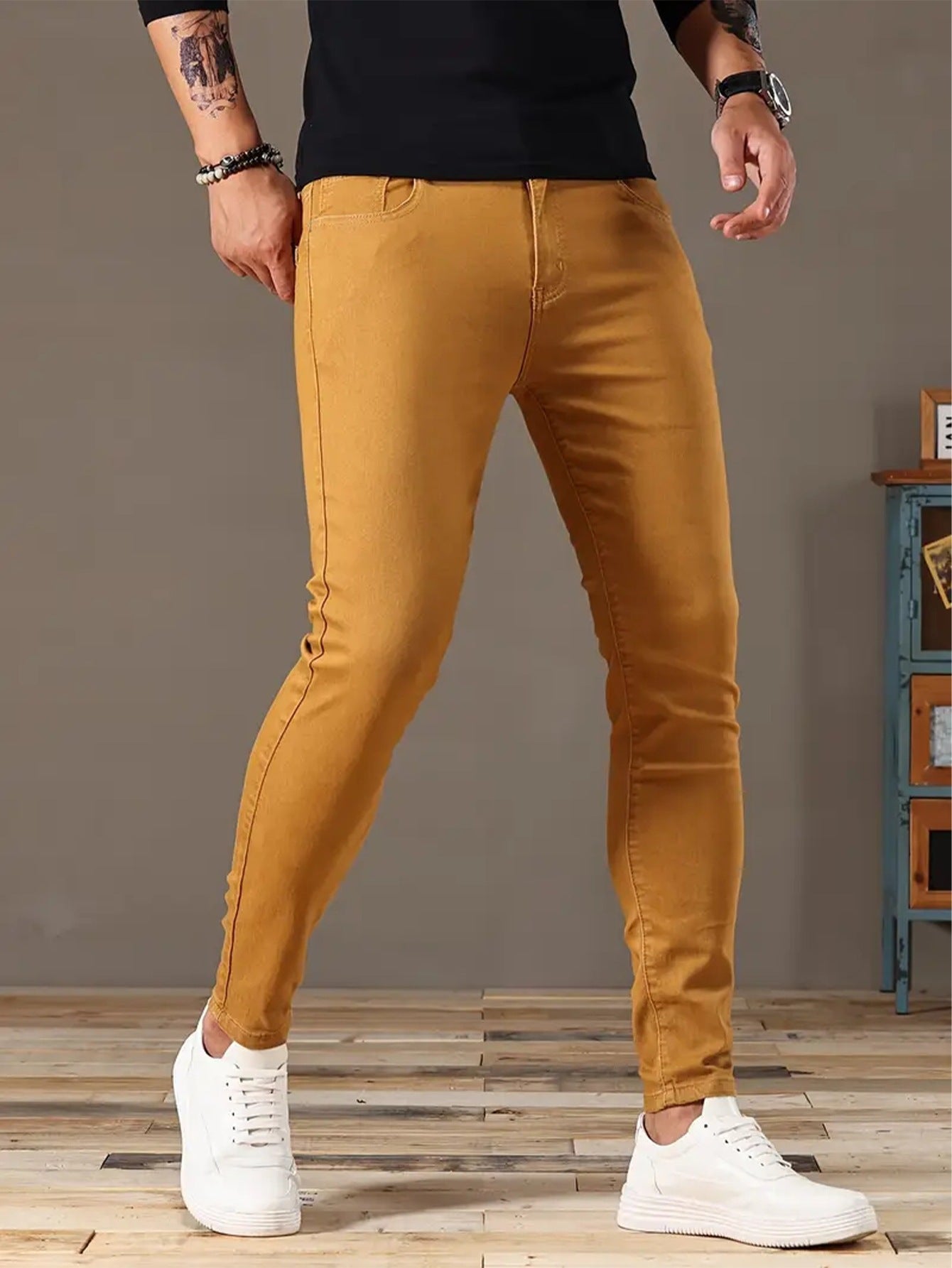Jean Homme Stretch – Style Moto, Coupe Moderne et Confortable