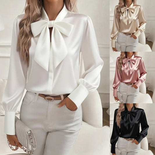 Blouse Femme Élégante à Nœud Papillon et Lacets