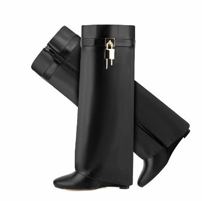 Bottes Femme à Talon Haut – Bout Ovale avec Fermeture Éclair Latérale