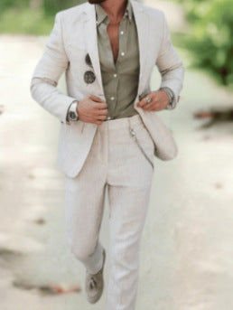 Costume Homme Grande Taille – Style Britannique Décontracté, Printemps/Été