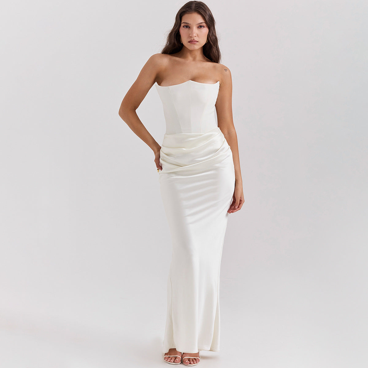 Robe Longue Bandeau Slim Dos Nu – Robe Sexy Fashion Femme pour Soirée, Party et Événement