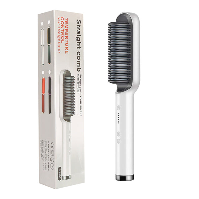 Brosse Lissante Électrique 2-en-1 – Lissage & Boucles à Ions Négatifs