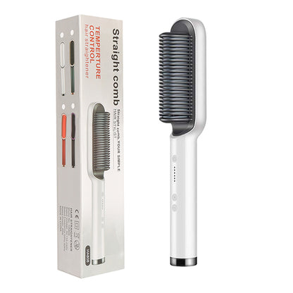 Brosse Lissante Électrique 2-en-1 – Lissage & Boucles à Ions Négatifs