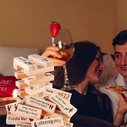 Jeu de Couple – Jenga Intime & Tour d’Empilement pour Soirées, Saint-Valentin et Jeux de Groupe