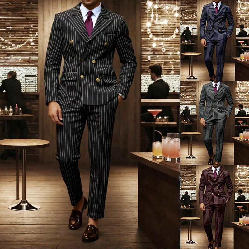 Ensemble Costume Homme Rayé – Style Business Élégant, Coupe Moderne